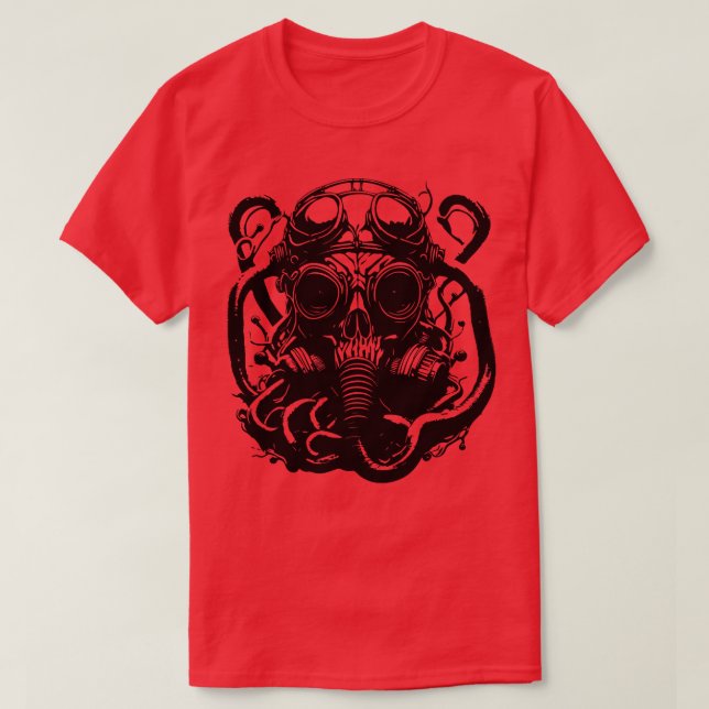 Camiseta polvo com máscara de gás (Frente do Design)