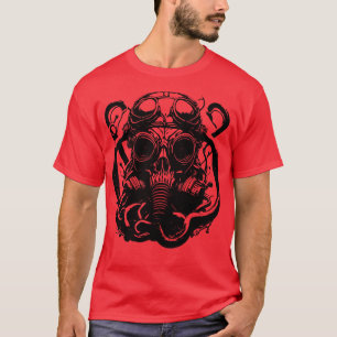 Camiseta polvo com máscara de gás