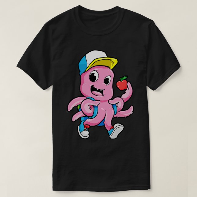 Camiseta Polvo como estudante com mochila e maçã (Frente do Design)