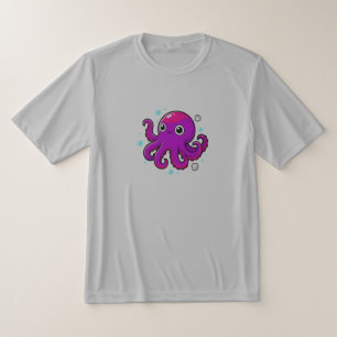 Camiseta Polvo de Desenho Animado Roxo Fofo Animal Marinho