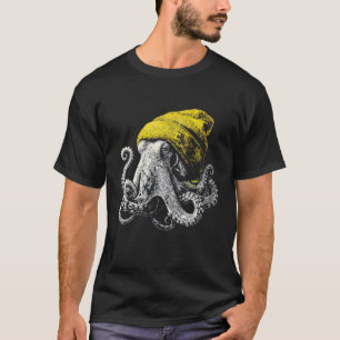 Camiseta Polvo de Inverno Usando Boné Animal Marinho Fofo