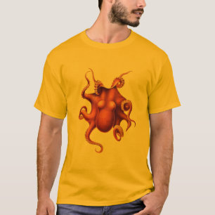 Camiseta polvo do steampunk do calamar do mar dos polvo do
