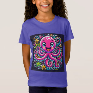 Camiseta Polvo Ilustrado Fofo com Peixes Coloridos