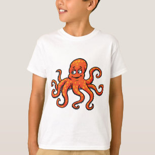 Camiseta Polvo Laranja Cartoon Oceano Criatura Marinha