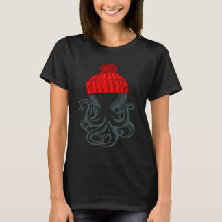 Camiseta Polvo Usando um Chapéu de Meia de Gorro Gráfico