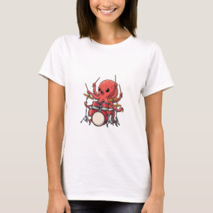 Camiseta Polvo Vermelho Energético Tocando Tambores e Multi