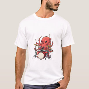 Camiseta Polvo Vermelho Energético Tocando Tambores e Multi
