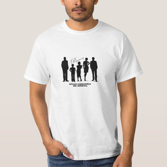 Camiseta Polyamory, ultrapassa sempre as crianças (Frente)