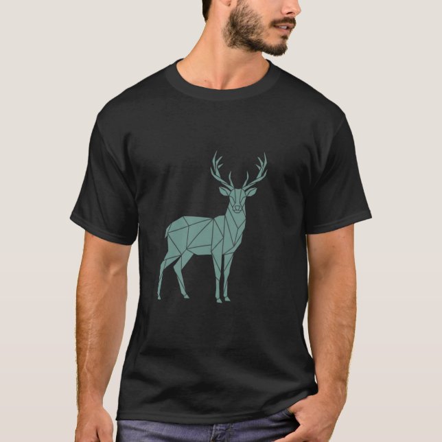 Camiseta Polygonal Stag – Teal Geometry in Motion (Frente)