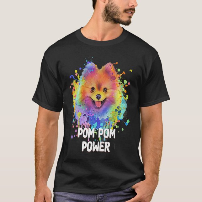 Camiseta Pom Pom Power  Pomeranian Humor Toy Breed Animal P (Frente)