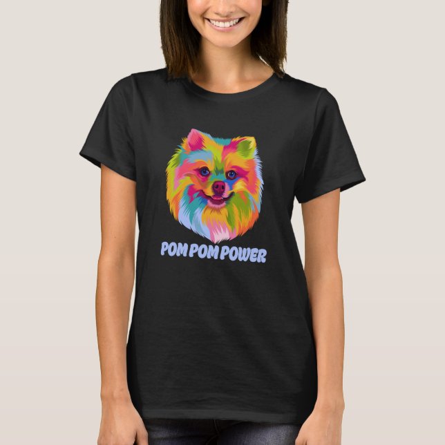Camiseta Pom Power Pomeranian Humor Toy Brey Animal Pu (Frente)