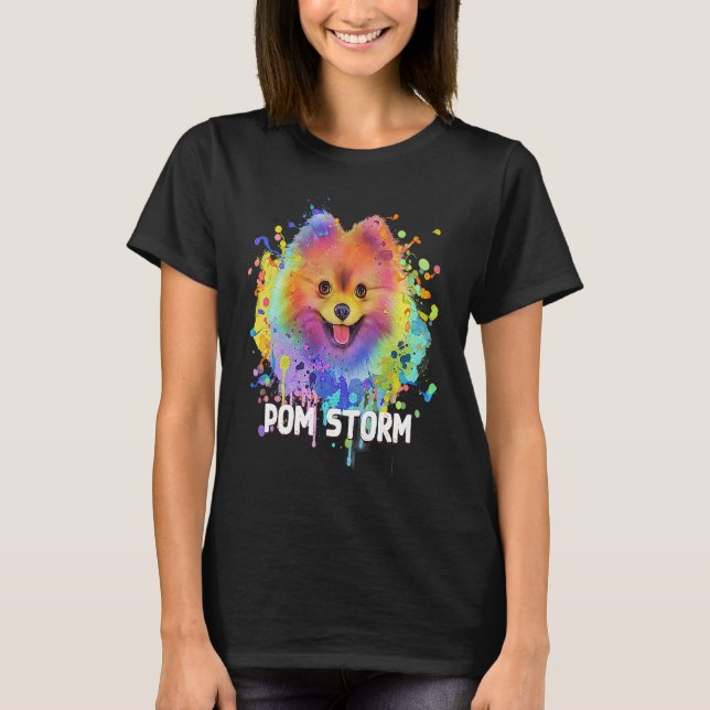 Camiseta Pom Storm  Pomeranian Humor Pom Pom Dog  Dog Theme (Frente)