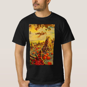 Camiseta Pomar de Abóbora de Halloween Vintage com Montes d