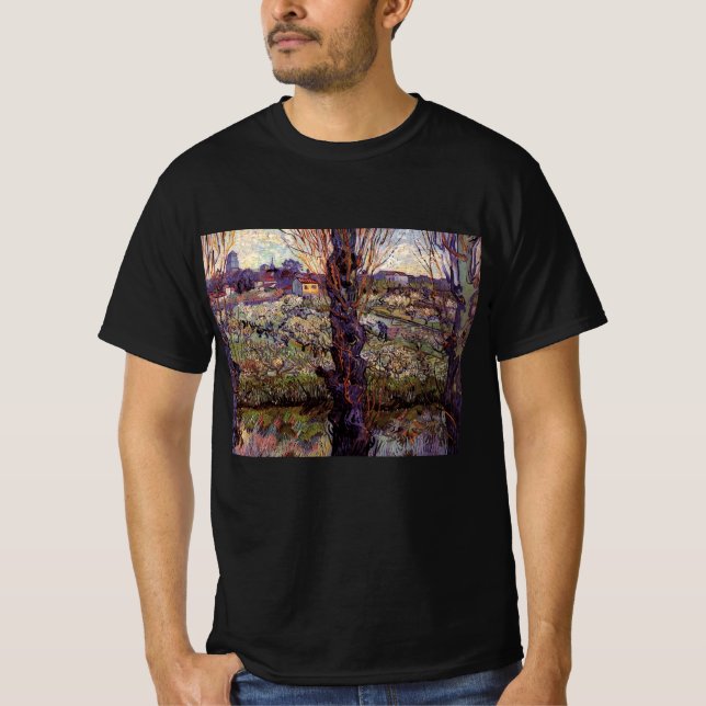 Camiseta Pomar em Flor, Arles por Vincent van Gogh (Frente)