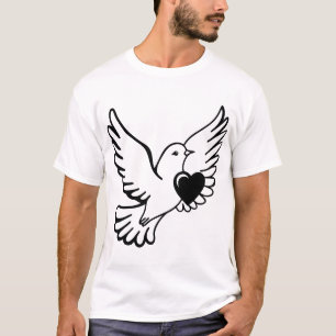 Camiseta pomba com coração
