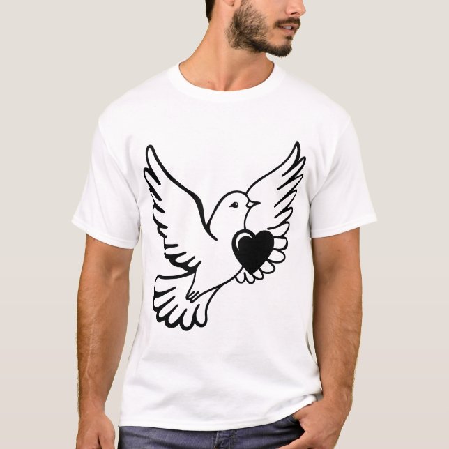 Camiseta pomba com coração (Frente)