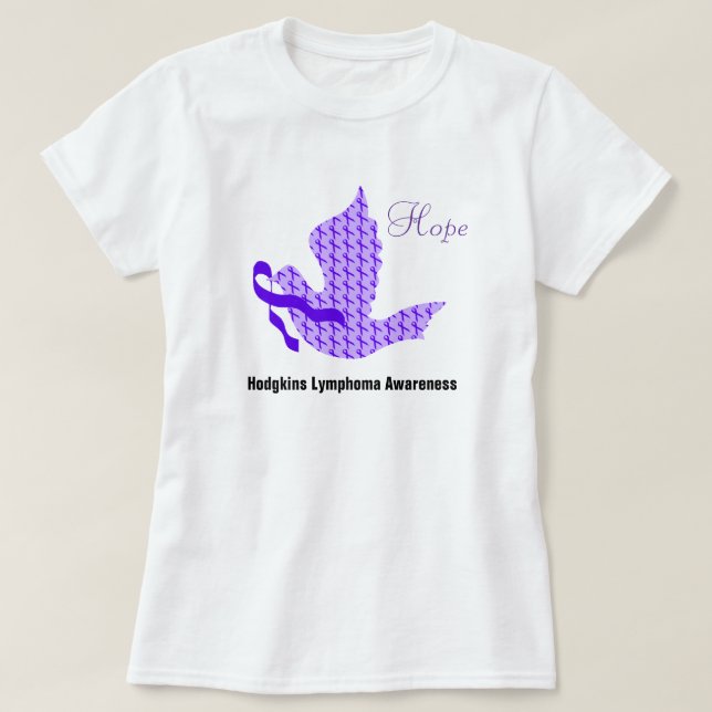 Camiseta Pomba da fita violeta da esperança - o linfoma de (Frente do Design)