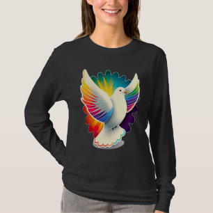 Camiseta Pomba da Paz Colorida Pomba da Paz Flores Paz Mund