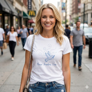 Camiseta Pomba da Paz. Paz. Liberdade. Amor. T-Shirt