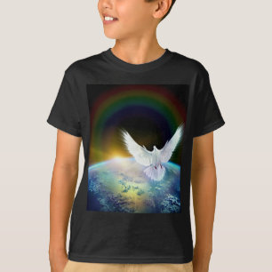 Camiseta Pomba do Espírito Santo da paz sobre a terra com