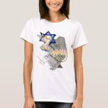 Camiseta Pomba, Tallit & Menorah B<br><div class="desc">Nosso design original & bonito usando o Magen David,  uma pomba,  Tallit & Menorah.  Esta vez sem o fundo.</div>