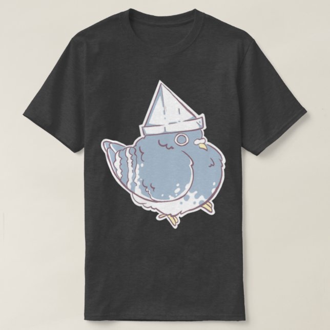 Camiseta Pombo de chapéu de papel (Frente do Design)