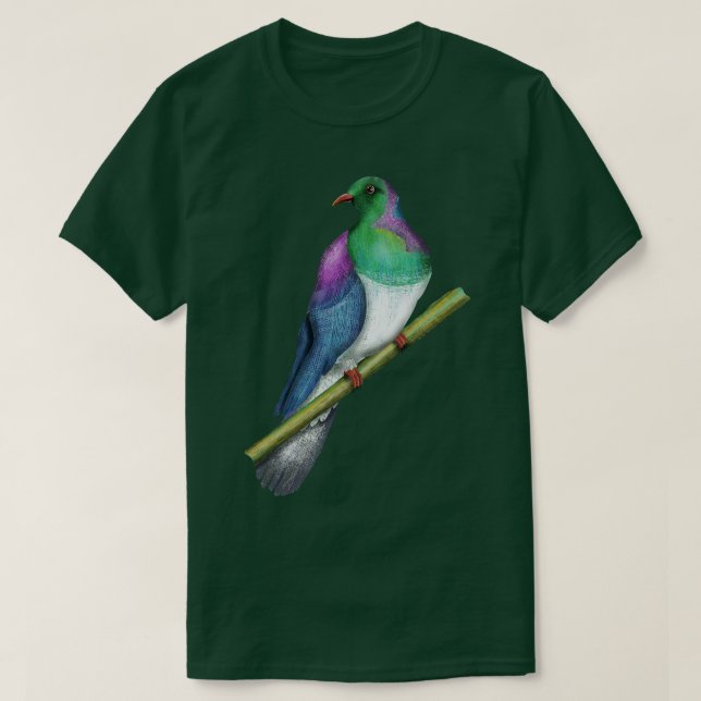 Camiseta Pombo de madeira Kereru, ave neozelandesa (Frente do Design)