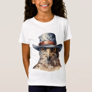 Camiseta Pombo engraçado usando chapéu de cowboy, aquarela