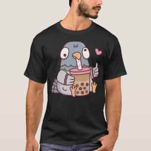 Camiseta Pombo Fofo Ama Chá Boba Engraçado