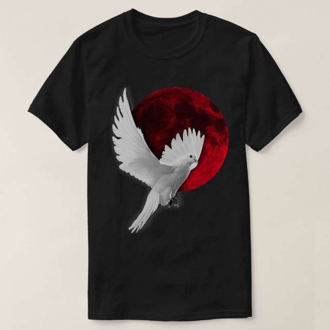 Camiseta Pombo-lua-vermelha 1 (Frente do Design)