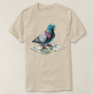 Camiseta Pombo no Mapa Viagem Antiga Navegação