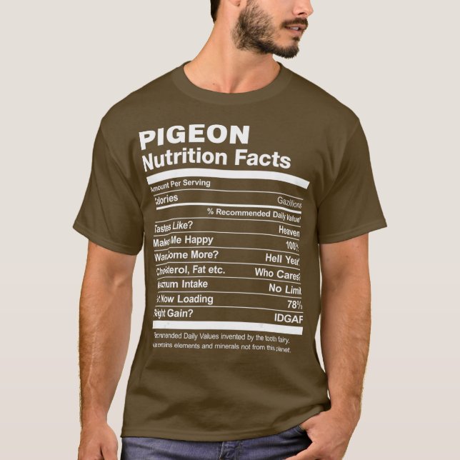 Camiseta Pombo Nutrição Fala Gráfico Engraçado (Frente)