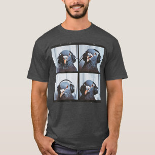 Camiseta Pombo Usando Fones de Ouvido Cantando Amante de Po