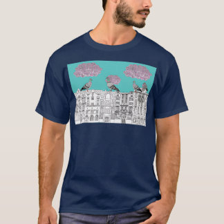Camiseta Pombos de arroz nos edifícios checos Pra