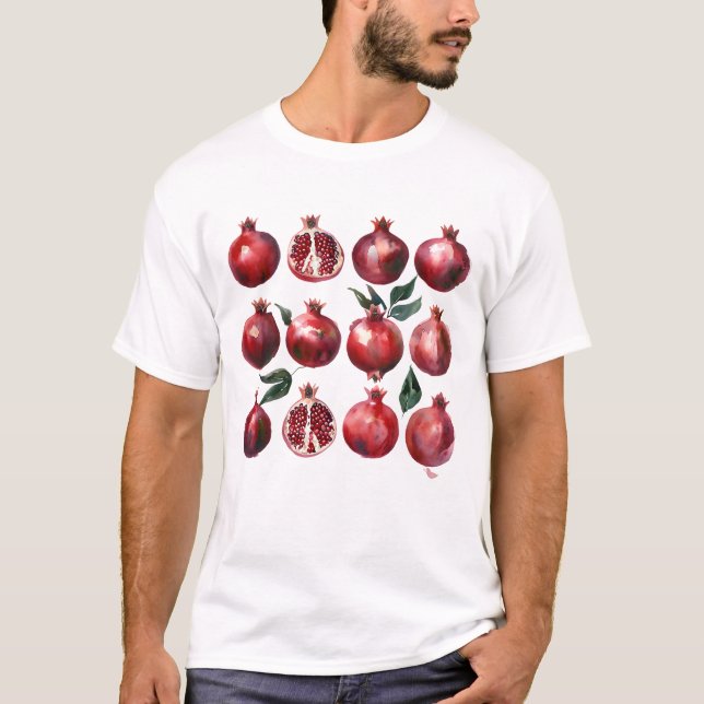 Camiseta Pomegranate Watercolor Art (Frente)