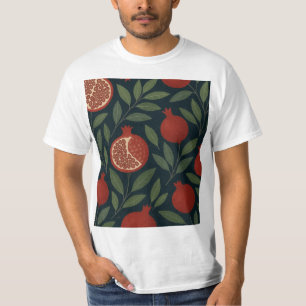 Camiseta Pomegranato e Padrões de Folhagem