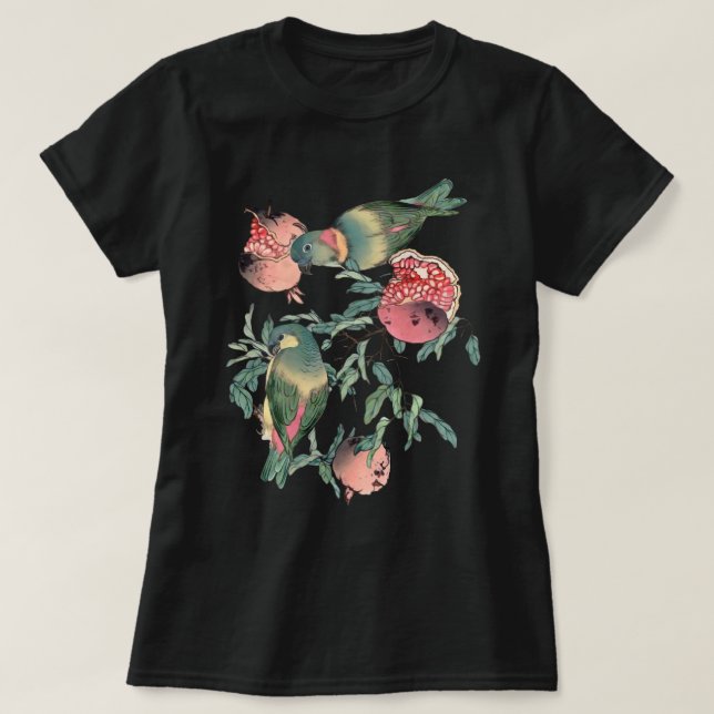 Camiseta Pomegranato Frutas e aves (Frente do Design)
