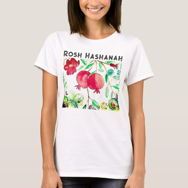 Camiseta Pomegranato Rosh Hashanah Fruta Shana Tova (Frente)