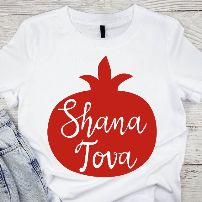 Camiseta Pomegranato vermelho festivo Shana Tova (Criador carregado)