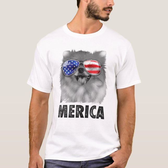 Camiseta Pomerânia 4 De Julho Merica Men American Flag Po (Frente)
