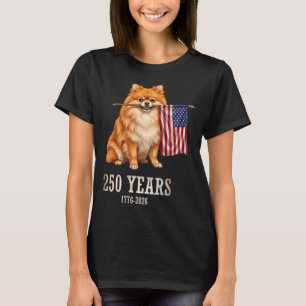 Camiseta Pomerânia Bandeira Americana 250 Anos Cão Patrióti