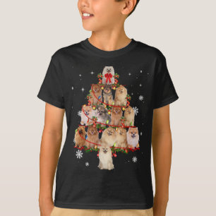 Camiseta Pomerânia Cão Árvore de Natal Ilumina Cão Engraçad