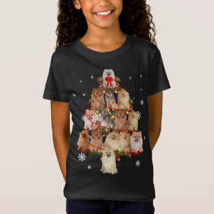 Camiseta Pomerânia Cão Árvore de Natal Ilumina Cão Engraçad