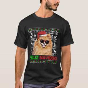 Camiseta Pomerânia Cão Feliz Navidog Feliz Natal Encantado