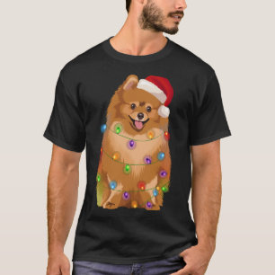 Camiseta Pomerânia de Natal Luz Xmas Pom Dog Lover