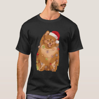 Camiseta Pomerânia de Natal Luz Xmas Pom Dog Lover