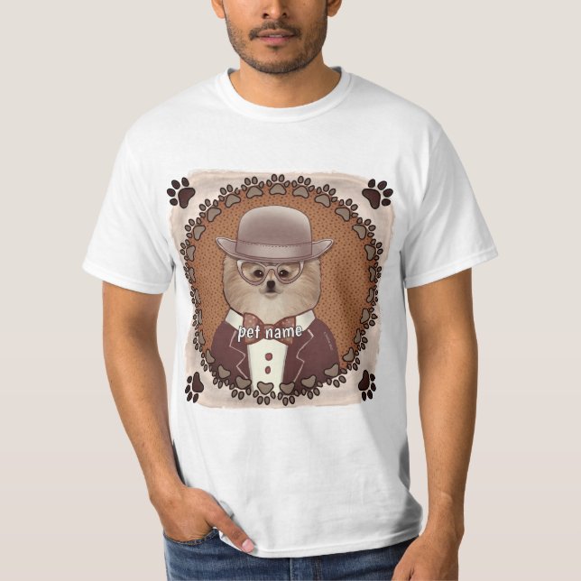 Camiseta pomerânia de óculos  (Frente)