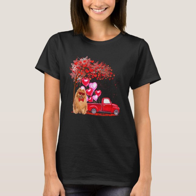 Camiseta Pomerânia de óculos de sol Coração Carrinho-Pickup (Frente)