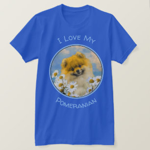 Camiseta Pomerânia em Pintura de Cães - Arte Original