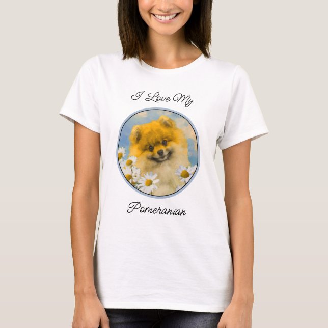 Camiseta Pomerânia em Pintura de Dísias - Arte de Cachorro  (Frente)